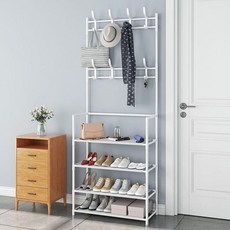 다용도 튼튼한 조립식 철제 행거 신발장 수납장 시스템, 스피드고 화이트 4단