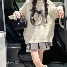 臺灣出貨 Glove2025兒童針織衫釘珠女童毛衣秋冬裝新款中大童上衣慵懶風時尚 可愛毛衣 毛衣女 上衣女 衣服