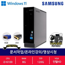 삼성 데스크탑 슬림 PC DB400S6A i3 6세대 8G SSD120G 윈도우11 정품설치 사무용 인강용 업무용 중고 컴퓨터, 삼성 DB400S6A(i3/8G/120G), 윈도우 11 홈, 120GB, 8GB, 블랙