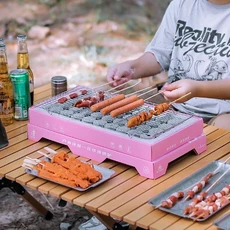 YIYIBYUS 캠핑 스모커 그릴 훈연기 40cm 16 인치 큰 숯불 바베큐 원형 가정용 한국식 휴대용 스토브 탁상용 흡연자 무연 탄소 야외 실내 Q1225343, 1개