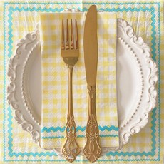 오릴리 바닐라 스카이 접대용 체크 무늬 냅킨, 1세트, 20개입, L 40cm (3겹)