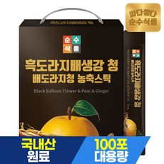 순수식품 흑도라지 배 생강 청 스틱 100포x1박스 실속형 배도라지즙, 흑도라지배생강 청 1박스 100포 실속형