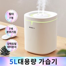 로즈케이엠 usb 대용량 5L 가습기 듀얼미스트 저소음 무드등 간편 세척 탁상용 가정용 실내가습기, CJS-5K3, White