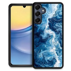 WANKBLC 삼성 갤럭시 A16 케이스와 호환 가능 충격 방지 보호 남성용 여성용 미끄럼 크레이지 패턴 추상 광대 블루 오션 웨이브, Samsung Galaxy A16, Abstract Vast Blue Ocean Wave