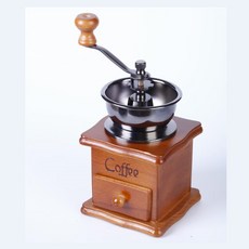小型手搖磨豆機咖啡磨咖啡豆機手動木質家用磨粉機意式咖啡機, 1個, COFFEE燙字:如圖所示683, 1L