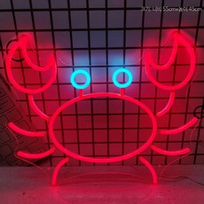 인테리어조명 네온 사인 물고기 LED 간판 벽걸이, 카키 레드 12V 고휘도 모델 (전원 플러그 포함)