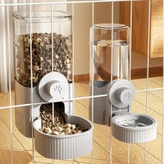 행거형 애견 음수기강아지 물 용품새장을 걸다강아지 밥그릇고양이 밥공기자동 급식기, 1세트, 회색, 반려동물 먹이주기 및 급수 세트