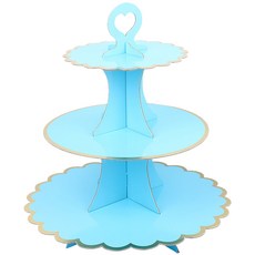 派對三層蛋糕架, 藍色燙金邊, 1個
