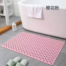 長型方形防滑浴室墊 淋浴房洗澡防摔吸盤腳部按摩墊, 1個, 大孔浴室墊-粉色,35x68cm
