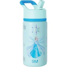 啵比小舖 美國Simple Modern 迪士尼兒童不銹鋼吸管水瓶/保溫保冷水壺 414ml, 1個, Iridescent Elsa, Iridescent Elsa