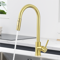 준앤코 리비앙-G 골드 스테인리스 싱크대 수전 무광 주방 수도꼭지 씽크대, 1개