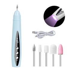 자홀포 충전식 젤 네일 드릴 5단계 회전 속도 조절 셀프 홈케어 전동 네일 관리기, 1개, 블루