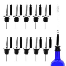 Eispap 병 푸어러 2개와 병용 길어진 고무 푸어 스파우트 2개 알코올 올리브 오일 더스트 캡이 있는 주류 병 푸어러 스피드 푸어러 (푸어러 2개 + 고무 2개) (, 10