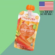 해피 패밀리 토트 러브 마이 베지 4단계 당근 바나나 망고 고구마 4.22온스 120g Happy Family Organics Tot Love My Veggies Stage 4