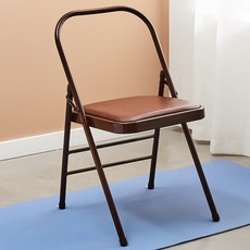 요가의자 전문 의자 요가전용 철제 홈트 두께앞뒤지지대 접이식, 1개, 10_브라운 1.4mm 이중빔 보조