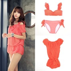오렌지핑크 도트 비키니 eas+8341Cw