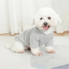 투니스 강아지 루즈핏 라운드넥 단색 긴소매 니트, 그레이, 1개
