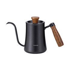 TRUEFES 우드 스텐 인덕션 550ml 핸드드립 수통 커피00145, 1개, 블랙