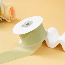 올리브파티 밀키 실크 오간디 리본 4cm 20야드 18M 청첩장 선물포장, 1개, 라이트그린
