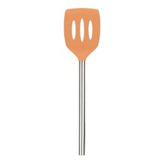 Tovolo 슬롯 실리콘 주걱 뒤집개 슬롯 스테인리스 스틸 손잡이 25.4cm(10인치) 핑크 셔벗 내열성 무독성 BPA 프리 주방 용품 실리콘 에그 팬케이크 플리퍼 금속 핸, 살구
