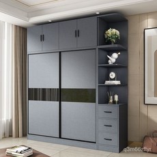 實木衣櫃家用臥室推拉門簡易大衣櫃高顔值大容量出租房用衣櫥櫃子, 單頂櫃,【自己組裝】