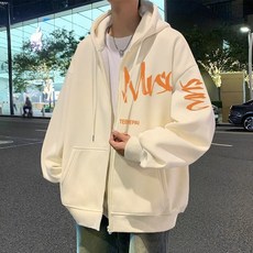 남성 캐주얼 프린트 오버핏 빅사이즈 봄가을 간절기 후드집업