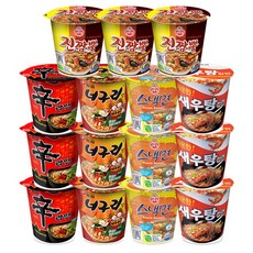 메리박스 소컵라면세트 15개(신라면3+얼큰한너구리3+새우탕3+진짬뽕3+스낵면3), 1세트