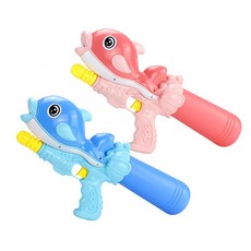 台灣出24H開發票 39公分海豚造型加壓中型水槍 888玩具 888便利購, 1個, 藍色, 藍色