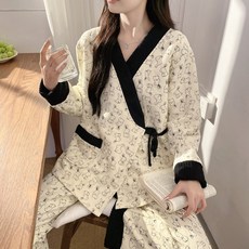秋冬季空氣棉跳跳兔和服款孕婦哺乳睡衣