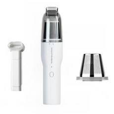 車載吸塵器便攜式吹氣吸塵汽車家車兩用無線充電手持大吸力, 一台, 充電款-金屬網白色+吹氣頭