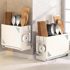 YOPENCE 주방 스텐 물빠짐 수저통 3구 수저정리함, 1개, 화이트