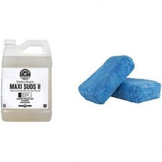 케미컬 가이즈 CWS 1011 맥시-수즈 II 슈퍼 수즈 세차 비누 및 샴푸 딸기 마가리타 향 1갤 MIC 292 02 프리미엄 등급 극세사 어플리케이터 블루 2팩, 케미컬 가이즈 CWS 1011 맥시-수즈 II 슈퍼 수