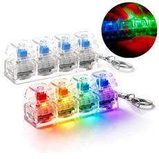 제이템 삐까번쩍 LED 키보드 키캡 키링 4구 불빛 딸깍이 키보드 키링, 1개, 클리어 투명