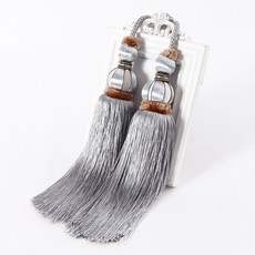 유럽식 커튼 수술 걸이 볼 커튼 밴드 더블 볼 창 장식 부자재, 실버 그레이, 1개