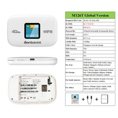 벤튼 플러그앤플레이 언락드 미파이 포터블 4G 라우터 WiFi6 150Mbps 3000mAh 배터리 USB-C 전원 여행용 S, 01 China Mainland, 01 2050mAh, 02 M126T