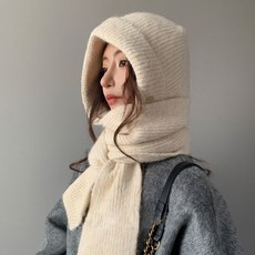 巴拉克拉圍巾一體帽 護耳保暖毛線針織帽