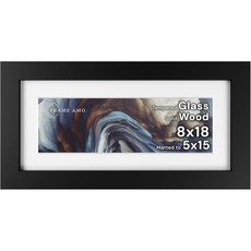 프레임 Amo 10.2x15.2cm(4x6인치) 블랙 원목 사진 액자 7.6x12.7cm(3x5인치) 이미지용 화이트 매트 강화 유리 전면 너비 3.8cm(_166105, 8x18_166105