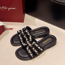 투니스 여성 진주 블록 힐 슬리퍼 3cm