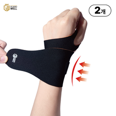 가드웰 고탄력 슬림핏 손목보호대, 2개, 블랙