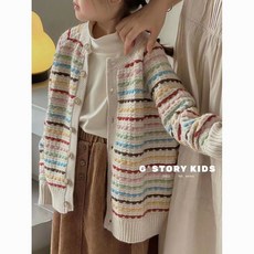 G+ STORY KIDS 女童針織衫 彩色條紋 秋冬長袖上衣