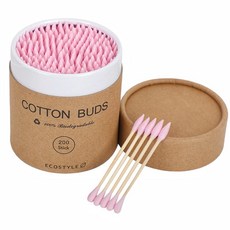 棉花棒 桶裝200入 100% Biodegradable, 1個, 桶裝棉花棒-粉色(200入)