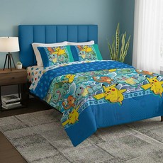 Northwest Pokemon Kanto 칸토 Favorites 트윈 사이즈 침대 가방 세트 피카츄 샤만더 꼬부기 불바사우르 침구 이불 시트 183318, 퍼스트 스타터