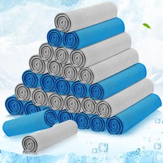 MENOLY 30팩 쿨링 타월 대량 목과 얼굴용 헬스장 운동 목수건 스포츠 요가용 부드러운 통기성 땀수건 등산 달리기 피트니스회색 3056874, 연한 회색/연한 파랑