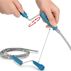 회전 손잡이형 스프링 배수구 클리너 배관 막힘 제거용 유연 와이어 청소기, 실버블루