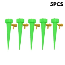 자동 핸드드립자동 급수 물방울 관개 시스템 꽃 식물을위한 스파이크 홈 가든 조정 가능한 워터 도저 장치, 06 5PCS- (Green)