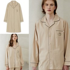 베이지 모달잠옷 셔츠 원피스잠옷 가족잠옷 커플 부모님잠옷