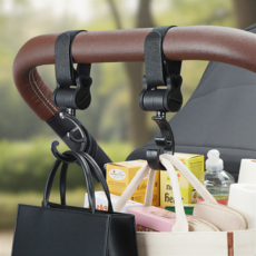 유디엘 맘프리 유모차 걸이 후크 2개입 더블후크 가방걸이, 1세트, 블랙