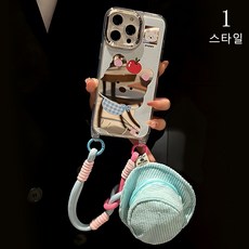 복우롱 거울형 곰돌이 미러 케이스 귀여운 가방 키링 스트랩 폰케이스 아이폰 갤럭시(GN2)