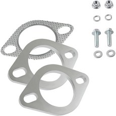 Bawkars 2 PCS 자동차 배기 플랜지 개스킷 1.85인치 볼트 및 너트 수리 키트 고온 촉매 컨버터 대부분의 자동차에 적합한 범용 실버, 1.85 inch, Silver
