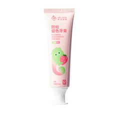 oh care 歐克威爾 兒童含氟變色牙膏, 1個, 防蛀變色牙膏, 草莓70g(蠶豆症可用